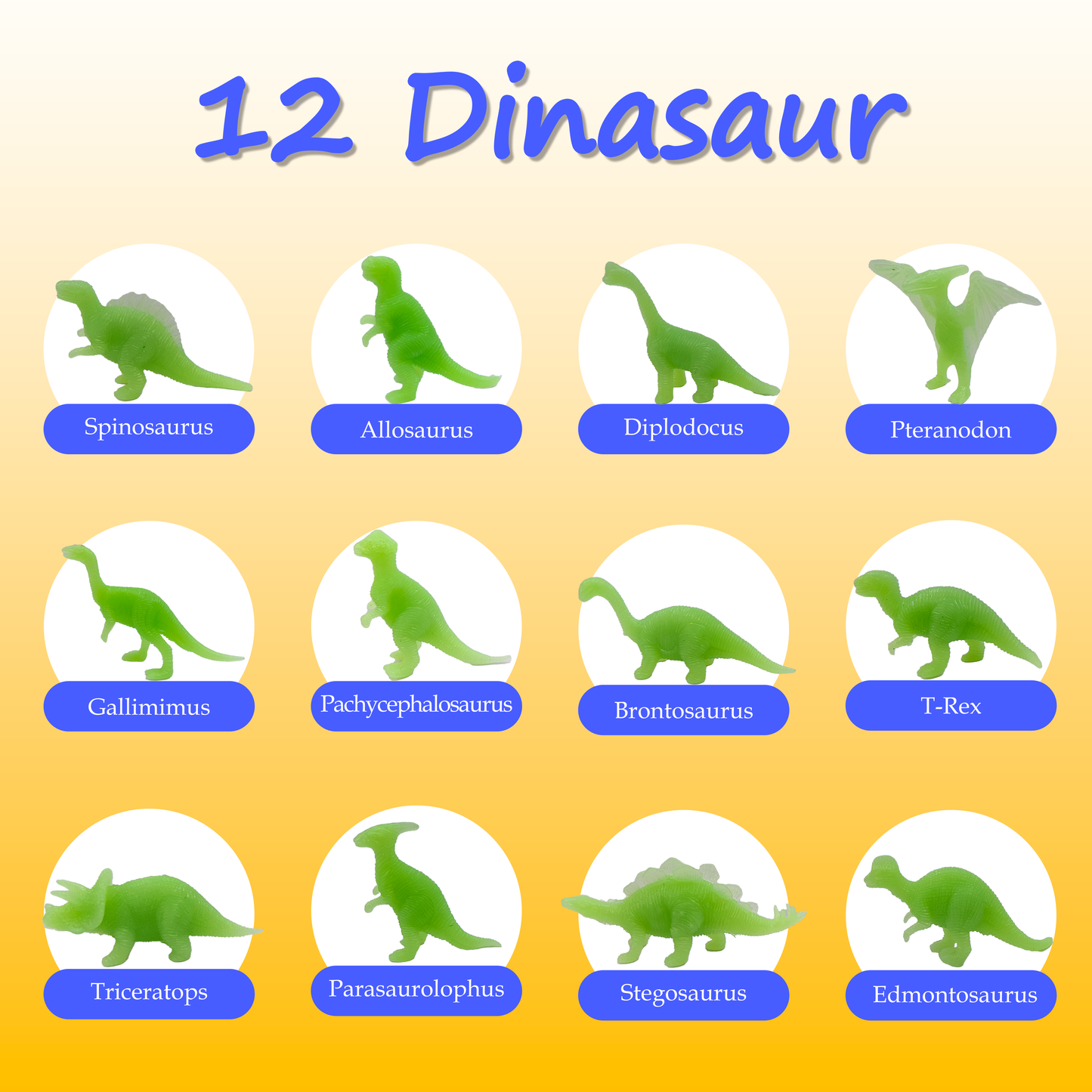 12 Pack Luminous Dinosaur Figures