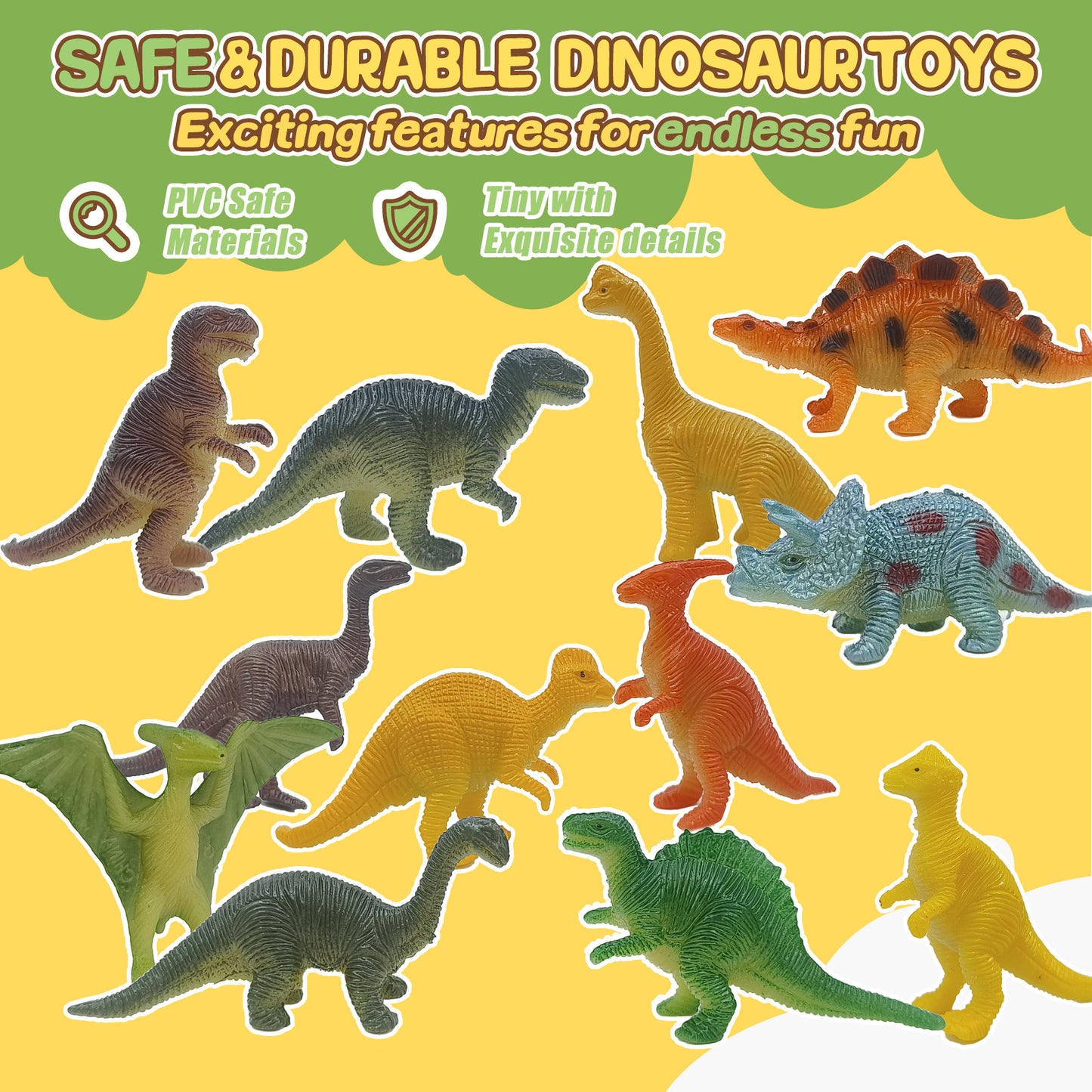 12 Pack Colorful Dinosaur Figures