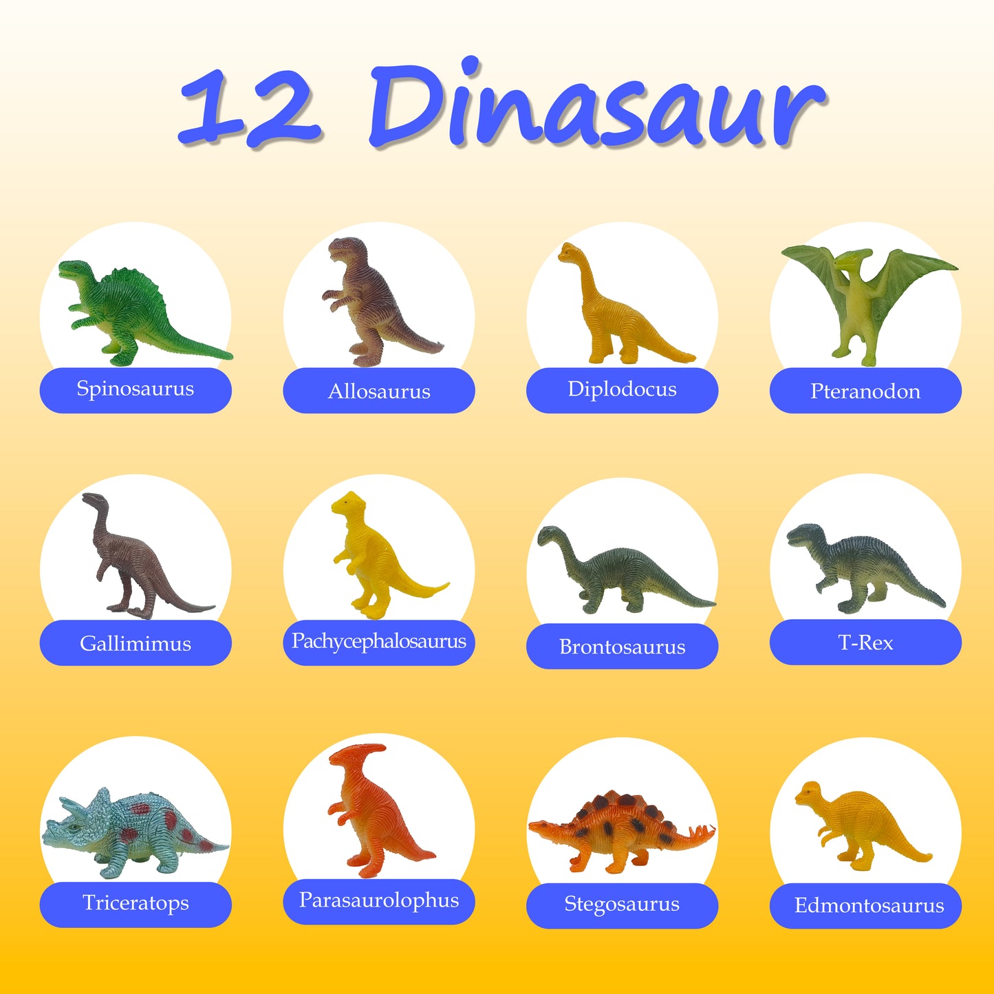 12 Pack Colorful Dinosaur Figures