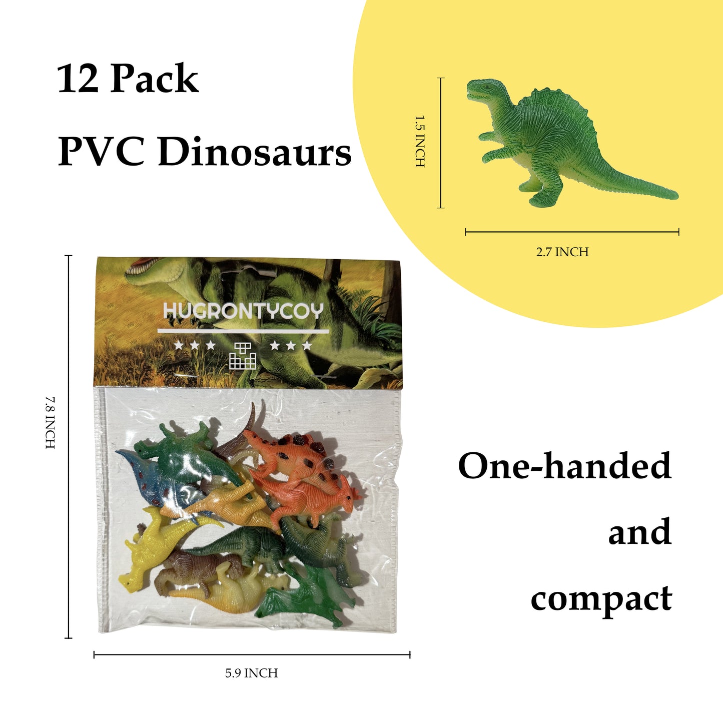 12 Pack Colorful Dinosaur Figures